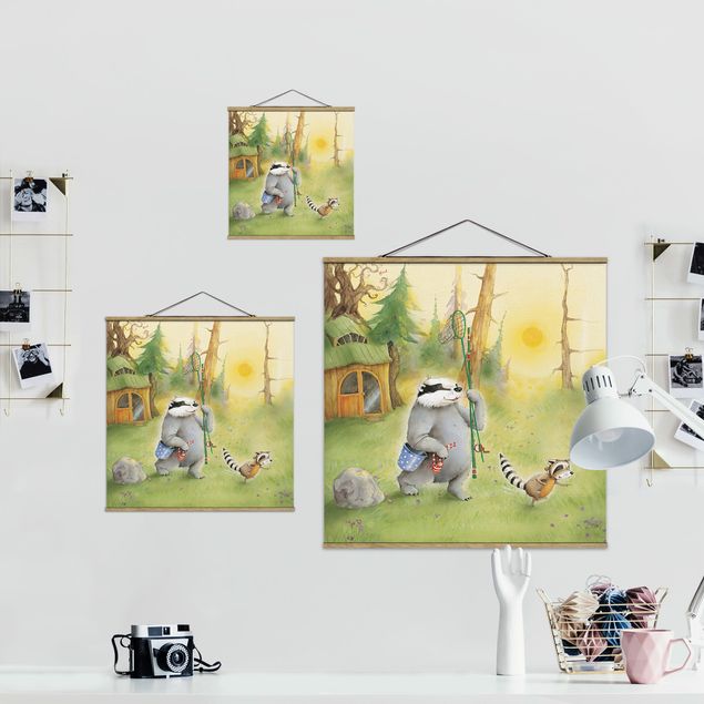 Fabric print with poster hangers - Vasily and Sibelius Go Fishing
