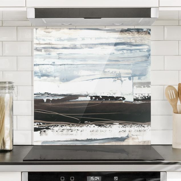 Glass splashback kitchen abstract Icy Horizon II