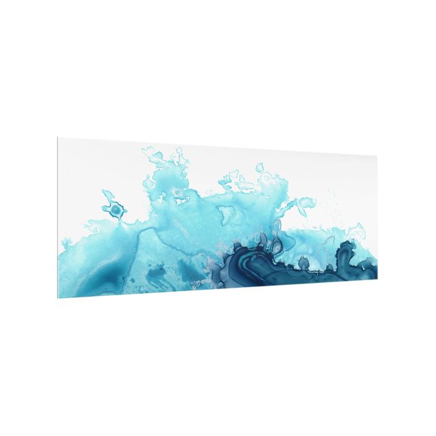Glass splashback abstract Wave Watercolour Blue l