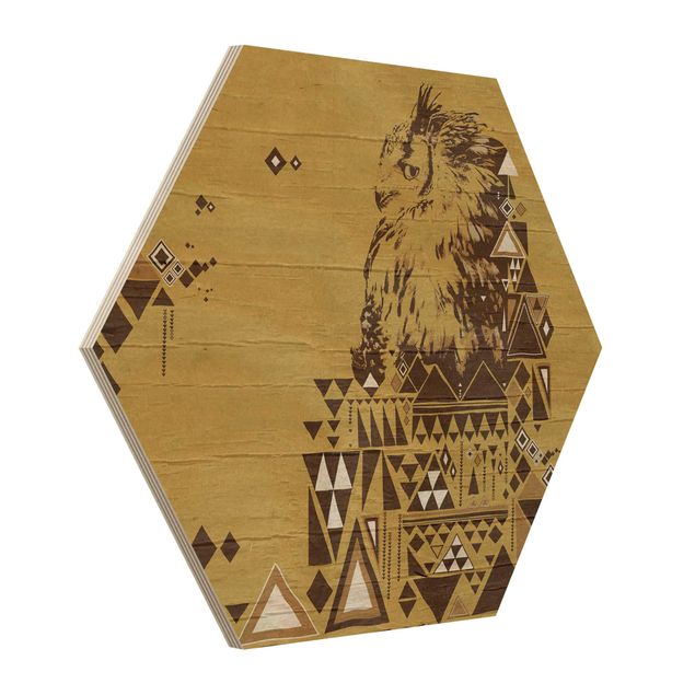 Wooden hexagon - No.MW17 Indian Owl