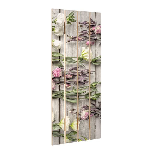 Print on wood - Shabby Roses On Wood