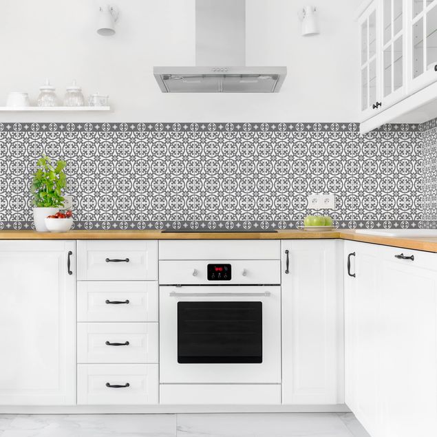 Kitchen splashback tiles Geometrical Tile Mix Circles Grey