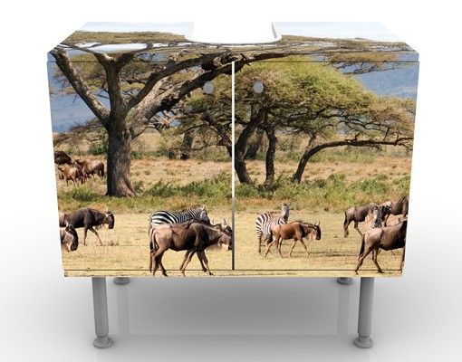Wash basin cabinet design - Herd Of Wildebeest In The Savannah