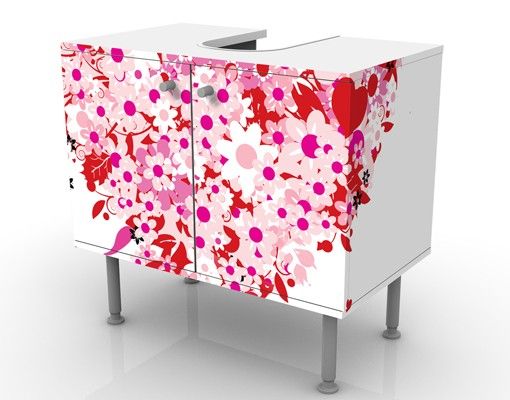 Wash basin cabinet design - Floral Retro Heart