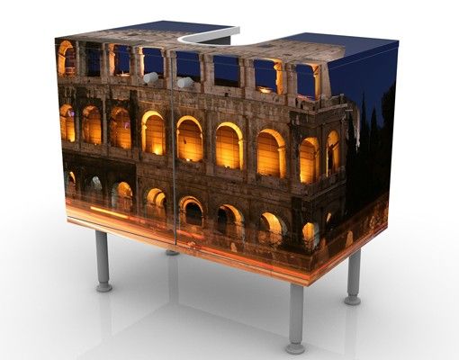 Wash basin cabinet design - Colosseum in Rome at night