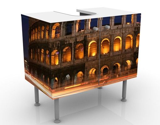 Wash basin cabinet design - Colosseum in Rome at night