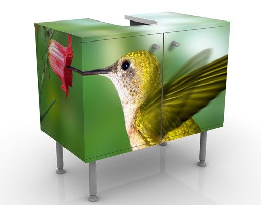 Wash basin cabinet design - Hummingbird And Flower