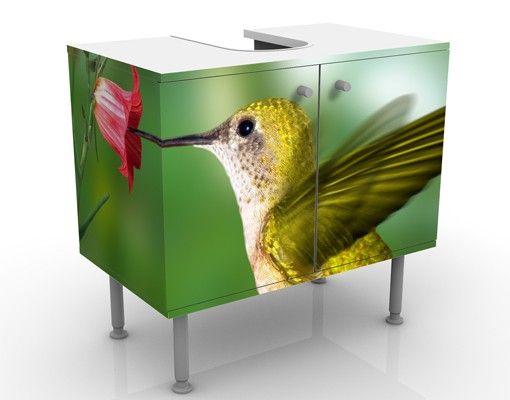 Wash basin cabinet design - Hummingbird And Flower