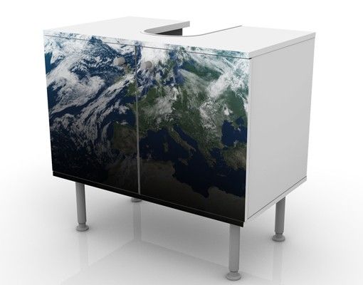 Wash basin cabinet design - Illuminated Planet Earth