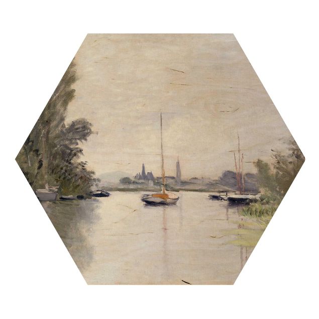 Wooden hexagon - Claude Monet - Argenteuil Seen From The Small Arm Of The Seine