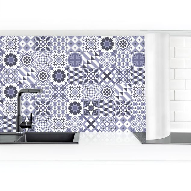 Kitchen wall cladding - Geometrical Tile Mix Purple