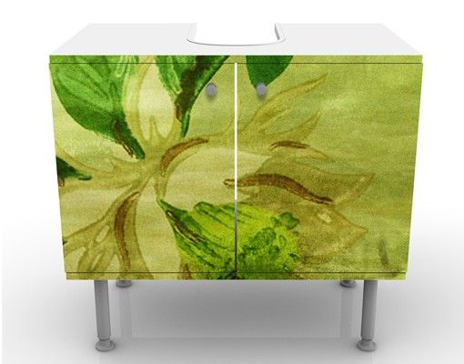 Wash basin cabinet design - Green Blossoms
