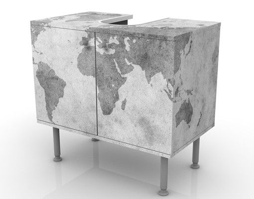 Wash basin cabinet design - Vintage World Map II