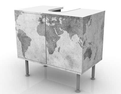 Wash basin cabinet design - Vintage World Map II