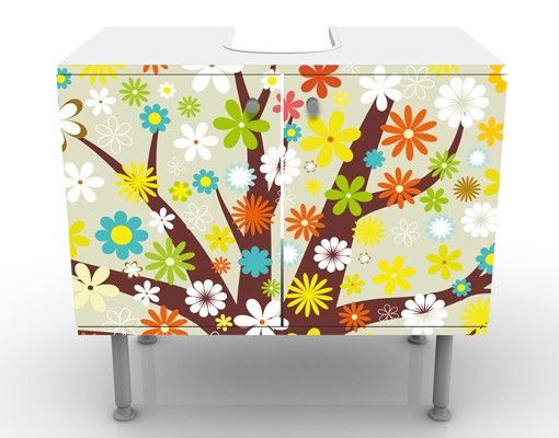 Wash basin cabinet design - Tree Of Flowers
