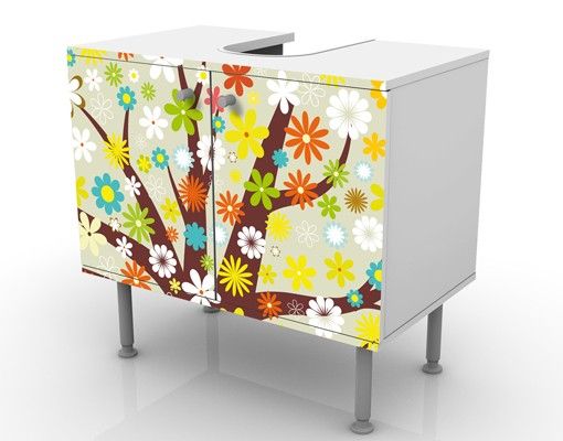 Wash basin cabinet design - Tree Of Flowers