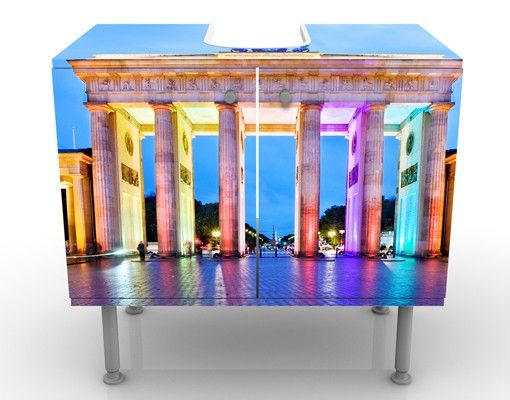 Wash basin cabinet design - Illuminated Brandenburg Gate
