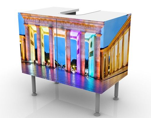 Wash basin cabinet design - Illuminated Brandenburg Gate