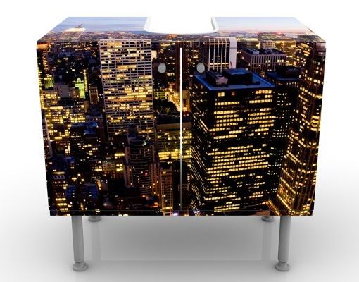 Wash basin cabinet design - New York Skyline At Night