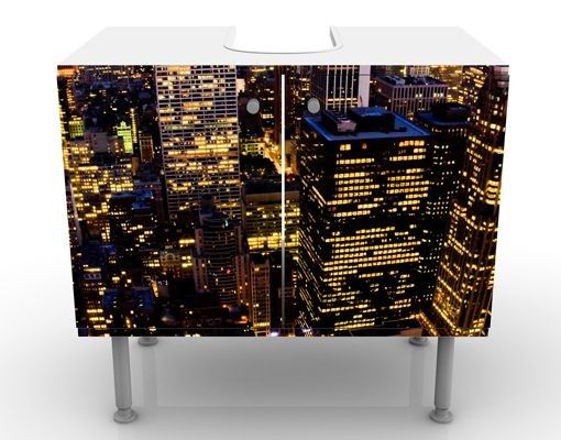 Wash basin cabinet design - New York Skyline At Night
