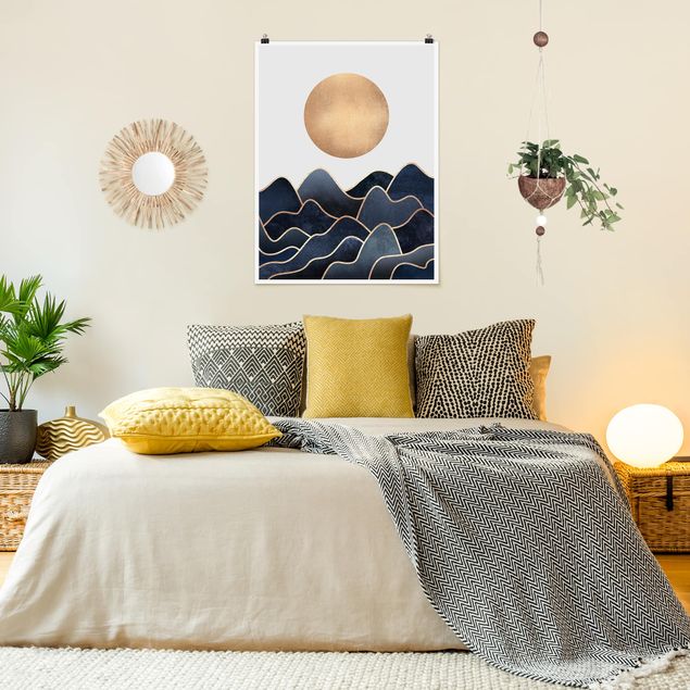 Poster - Golden Sun Blue Waves