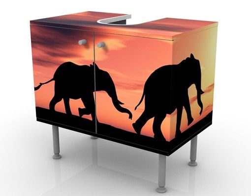 Wash basin cabinet design - Savannah Elephant Family
