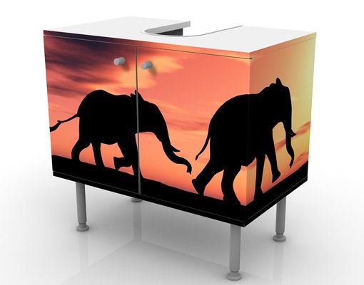 Wash basin cabinet design - Savannah Elephant Family