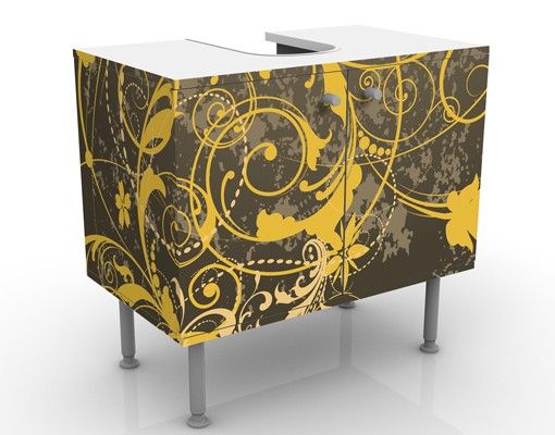 Wash basin cabinet design - Flourishes In Gold