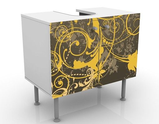 Wash basin cabinet design - Flourishes In Gold