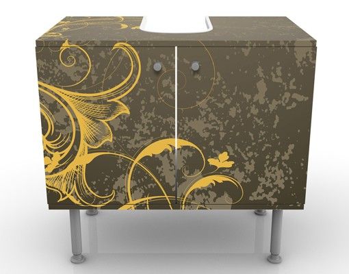 Wash basin cabinet design - Flourishes In Gold And Silver