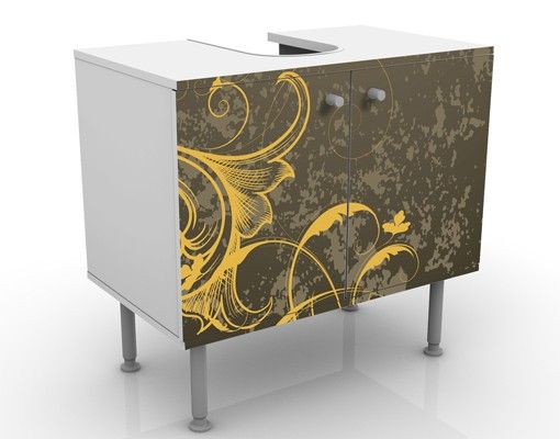 Wash basin cabinet design - Flourishes In Gold And Silver