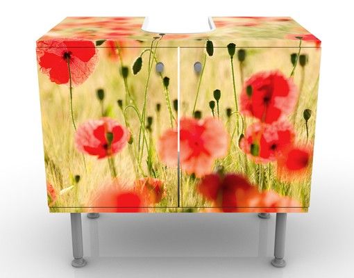 Wash basin cabinet design - Summer Poppies