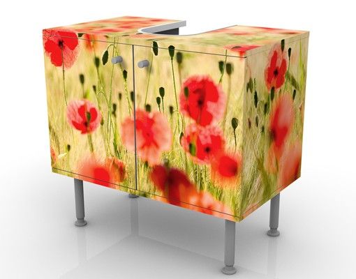 Wash basin cabinet design - Summer Poppies