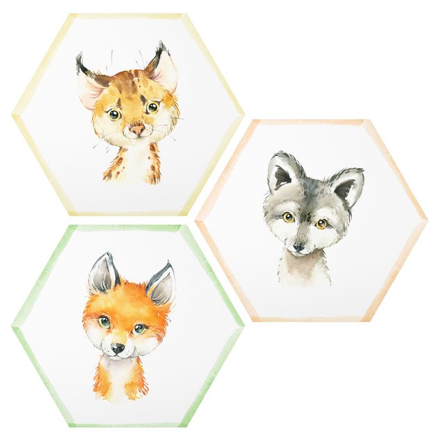 Forex hexagon - Watercolour Forest Animals Set III