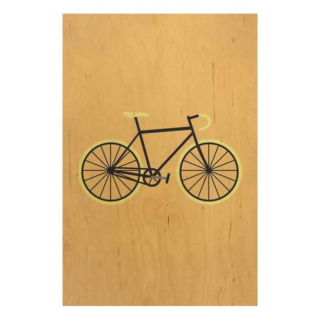 Print on wood - Bicycle In Yellow