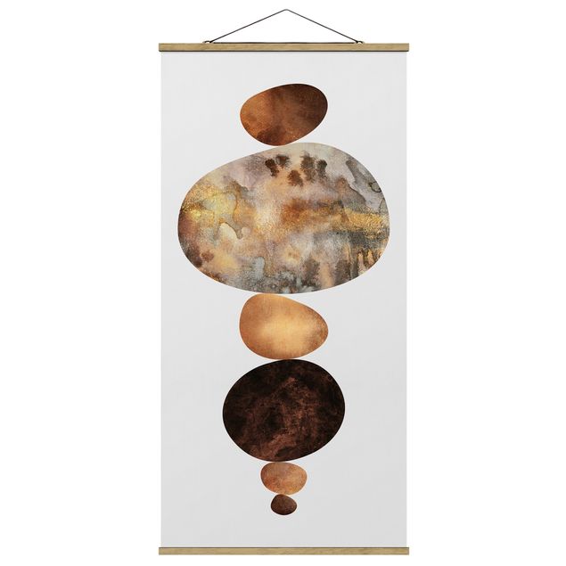 Fabric print with poster hangers - Balance White Gold