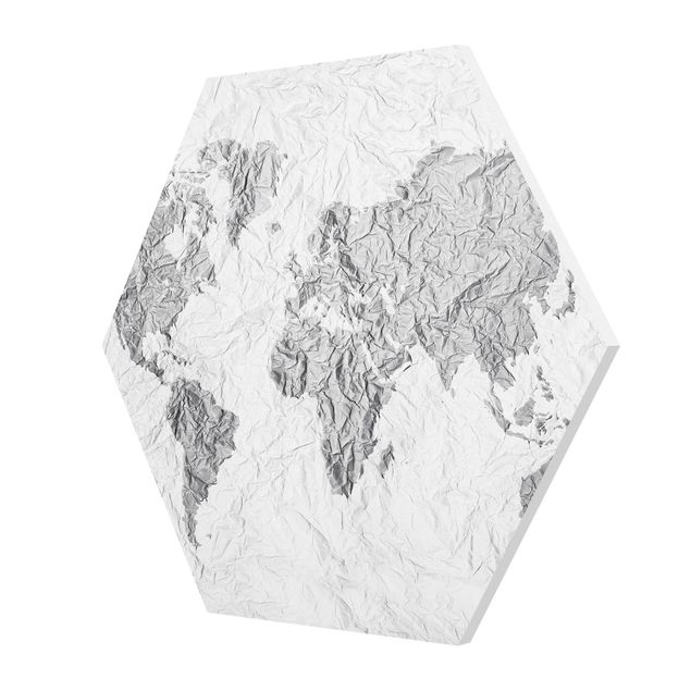 Forex hexagon - Paper World Map White Grey