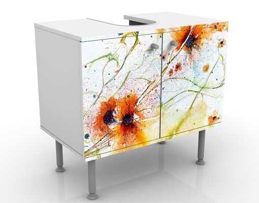 Wash basin cabinet design - Painted Flowers