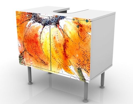 Wash basin cabinet design - Painted Sunflower