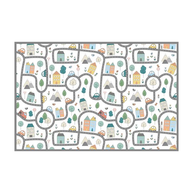road map rug Playoom Mat City Traffic- Out And About With The Car