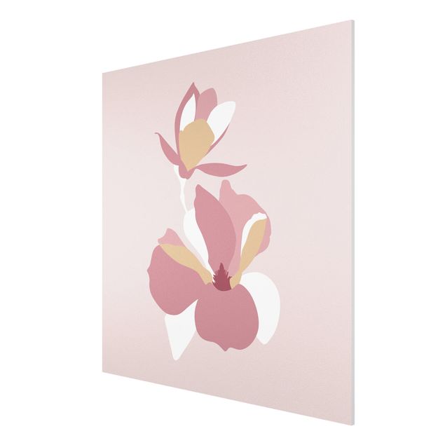 Print on forex - Line Art Flowers Pastel Pink