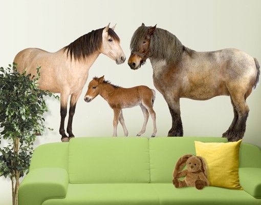 Animal print wall stickers No.999 The Horse Family