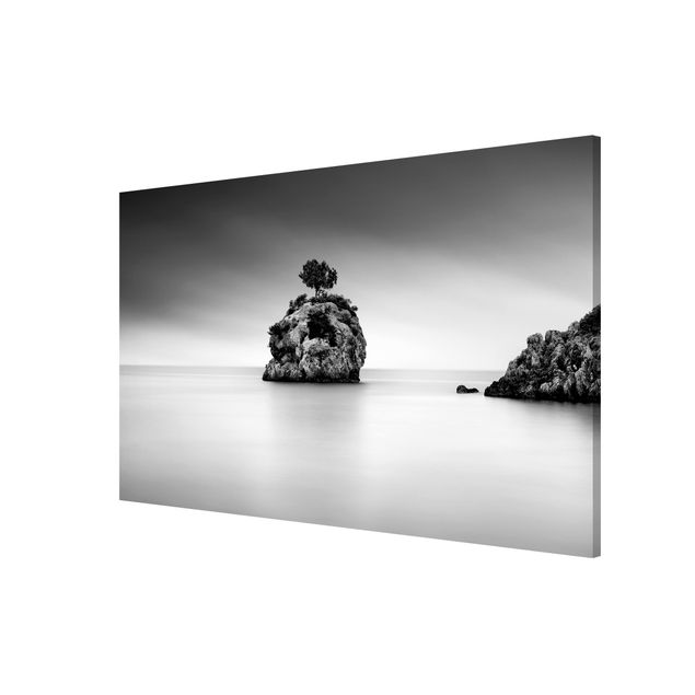 Magnetic memo board - Rocky Island In The Sea Black And White