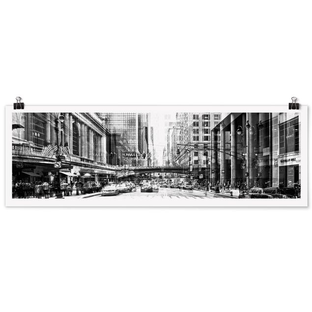 Panoramic poster architecture & skyline - NYC Urban Black And White