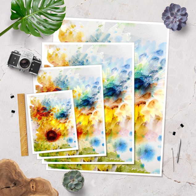 Poster flowers - Watercolour Flowers Sunflowers