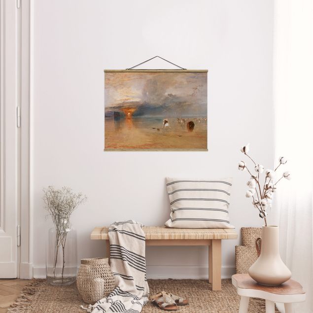 Fabric print with poster hangers - William Turner - Beach At Calais