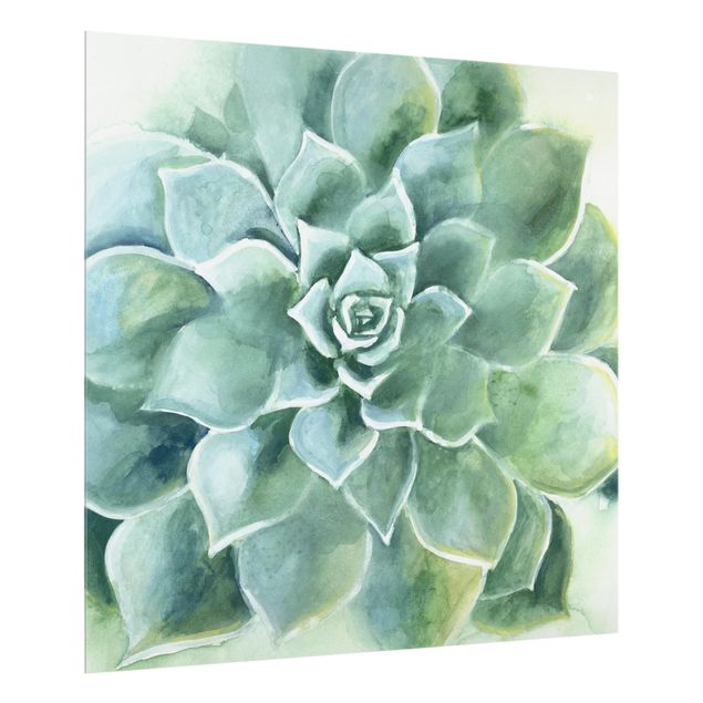 Glass Splashback - Succulent Watercolor Dark - Square 1:1