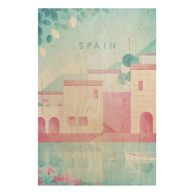 Print on wood - Travel Poster - Spain