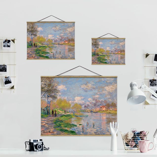 Fabric print with poster hangers - Claude Monet - Spring On The Seine