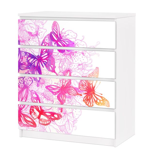 Adhesive film for furniture IKEA - Malm chest of 4x drawers - Butterfly Dream